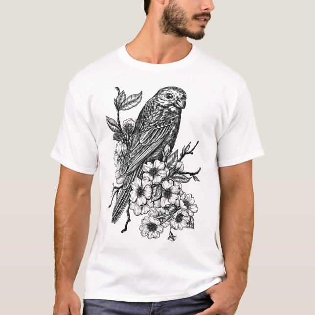 Finch on cherry branch T-Shirt (Front)