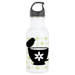 Finch on Teacup Silhouette 532 Ml Water Bottle