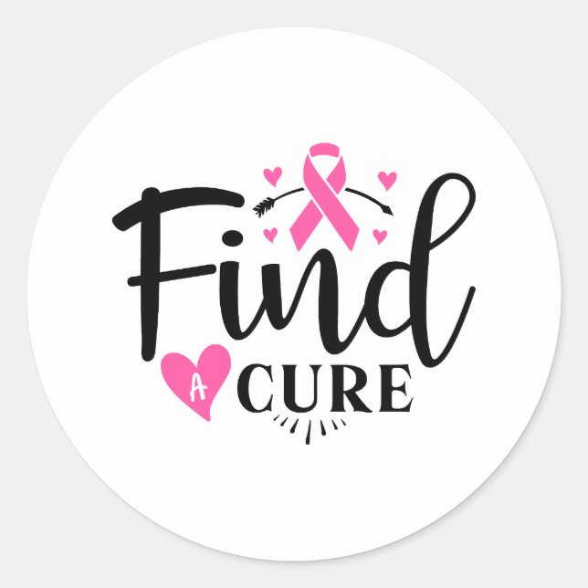 Find A Cure Breast Cancer Awareness Classic Round Sticker (Front)