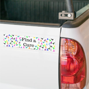 Find A Cure Cancer Ribbon Bumper Sticker