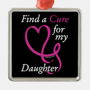 Find a Cure/Heart/Daughter...Breast Cancer Metal Tree Decoration