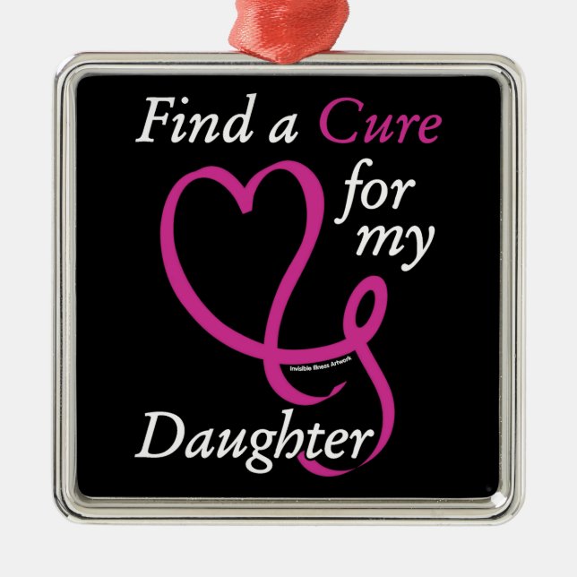 Find a Cure/Heart/Daughter...Breast Cancer Metal Tree Decoration (Front)