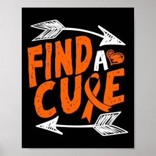 Find A Cure Heart Leukaemia Cancer Awareness Ribbo Poster
