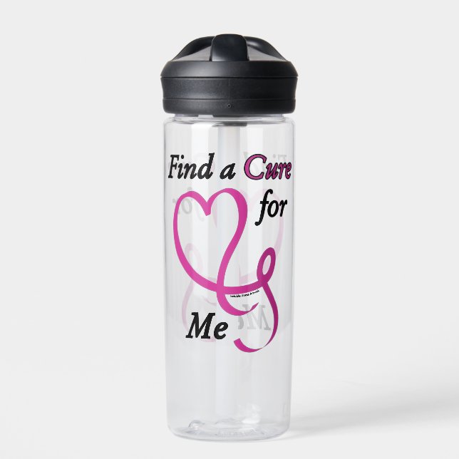Find a Cure/Heart/Me...Breast Cancer Water Bottle (Front)