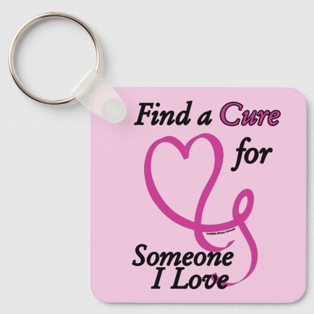 Find a Cure/Heart/Someone I Love...Breast Cancer Key Ring (Front)