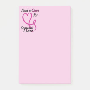 Find a Cure/Heart/Someone I Love...Breast Cancer Post-it Notes