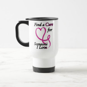Find a Cure/Heart/Someone I Love...Breast Cancer Travel Mug