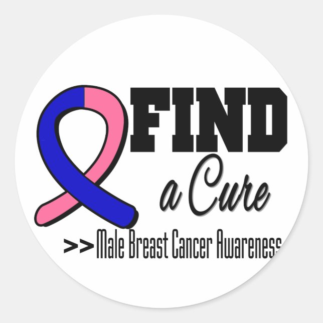 Find a Cure Male Breast Cancer Awareness Classic Round Sticker (Front)