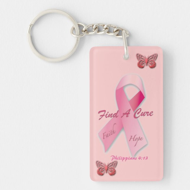 Find a Cure Philippians 4:13 Cancer Awareness Key Ring (Front)
