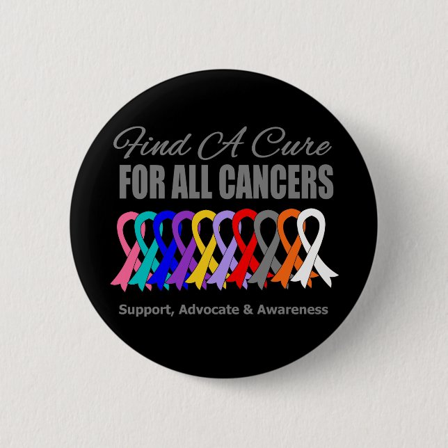 Find a Cure Ribbons For All Cancers 6 Cm Round Badge (Front)
