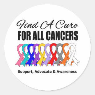 Find a Cure Ribbons For All Cancers Classic Round Sticker