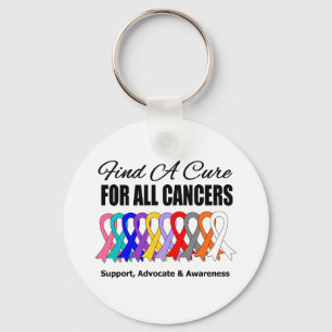 Find a Cure Ribbons For All Cancers Key Ring