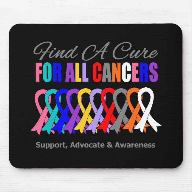 Find a Cure Ribbons For All Cancers Mouse Mat (Front)