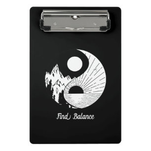 Find Balance Zen Yin Yang Black White Mini Clipboard