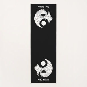 Find Balance Zen Yin Yang Black White Yoga Mat