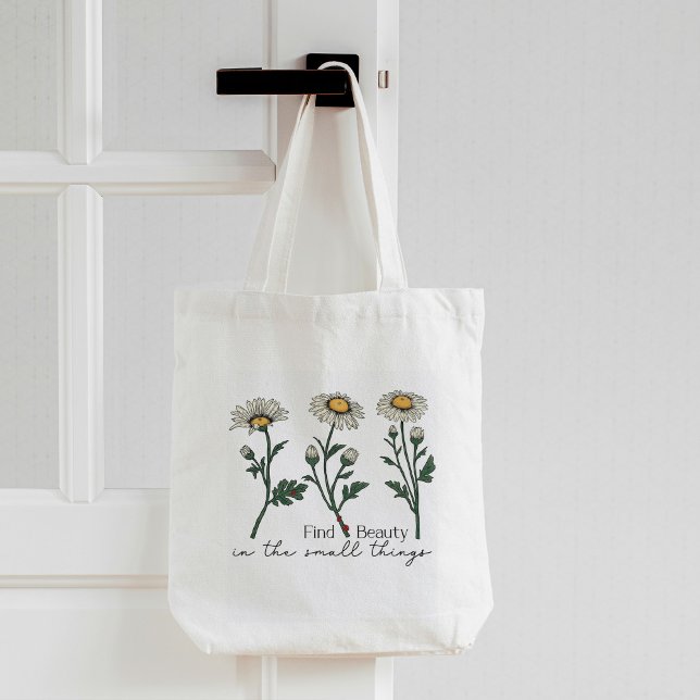 Find Beauty In The Small Things Daisy Wildflower Tote Bag (Creator Uploaded)