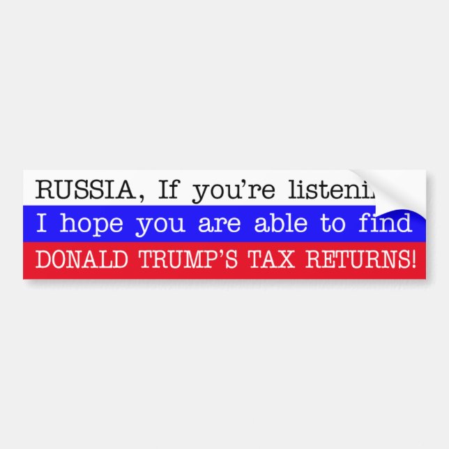 Find Donald Trump's Tax Returns Russia Bumper Sticker (Front)