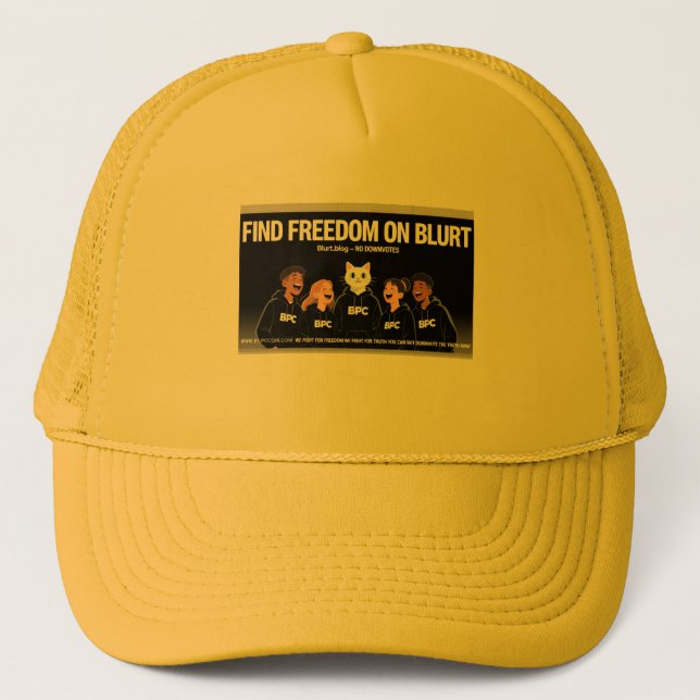 Find freedom on Blurt Trucker Hat  (Front)