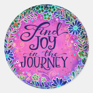 Find Joy in the Journey Pretty Pink Inspirivity Classic Round Sticker