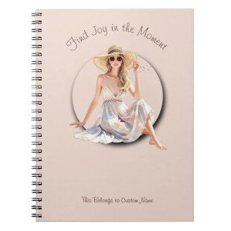 Find Joy in the Moment Relaxed Woman Custom Text Notebook