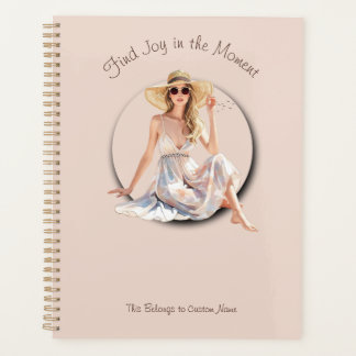 Find Joy in the Moment Relaxed Woman Custom Text Planner