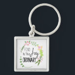 Find Joy In The Ordinary - Floral Wreath Key Ring<br><div class="desc">An inspirational quote in a floral wreath in pastel colours. Find jo in the ordinary.</div>