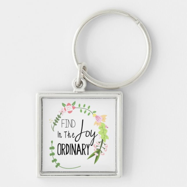 Find Joy In The Ordinary - Floral Wreath Key Ring (Front)