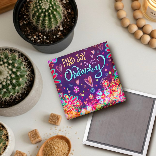 Find Joy Inspirivity Purple Fun Floral Inspiring Magnet (Creator Uploaded)