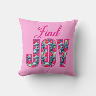 Find JOY Word Art in Fuchsia Pink and Teal Green Cushion