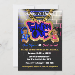 Find 'N Out Invitation! Gender Reveal! Hip Hop! Invitation