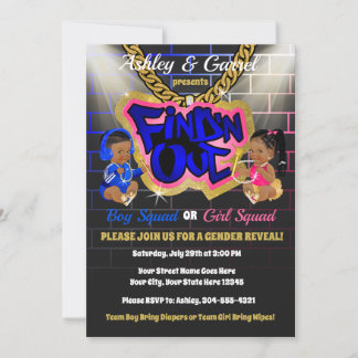 Find 'N Out Invitation! Gender Reveal! Hip Hop! Invitation