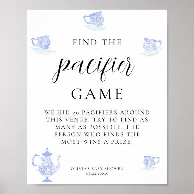 Find Pacifier Baby Tea China Set Blue White Lace Poster (Front)