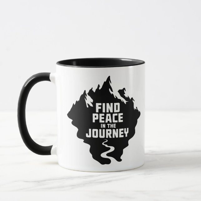 Find Peace in the Journey Mountain Design Mug (Left)