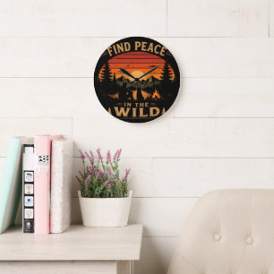 Find Peace in the Wild Large Clock
