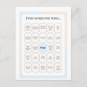 Find Someone Who Classroom Bingo Activity Postcard