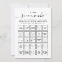 Find Someone Who Guests Bingo game Card