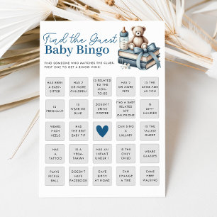 Find The Guest Baby Shower Bingo Game Card