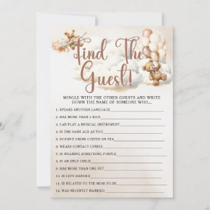 FIND THE GUEST Baby Shower Game Cute Bear Invitation