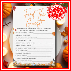 FIND THE GUEST Baby Shower Game LITTLE PUMPKIN Invitation