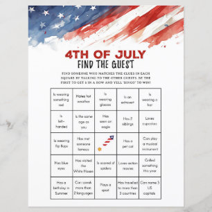 Find the Guest Bingo 4th of July Party Game