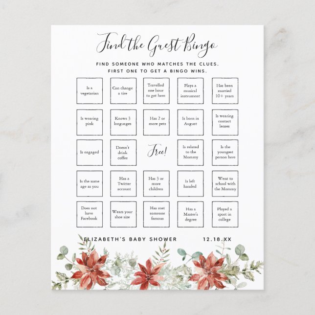 Find The Guest Bingo | Baby Shower Game (Front)