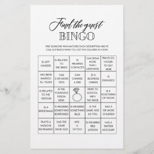 Find the guest bingo bridal shower game flyer