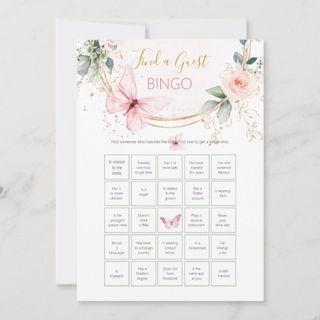 Find the Guest Bingo Bridal Shower Game Holiday Card (Front)