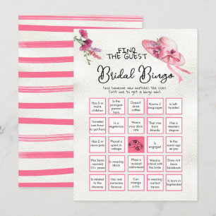 Find the Guest BINGO Derby Pink Hat Bridal game Invitation