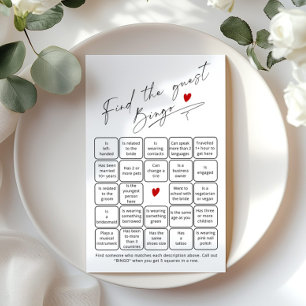 Find the guest bingo Elegant script bridal game