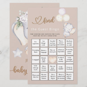 Find The Guest Bingo Elephant Baby Shower Game