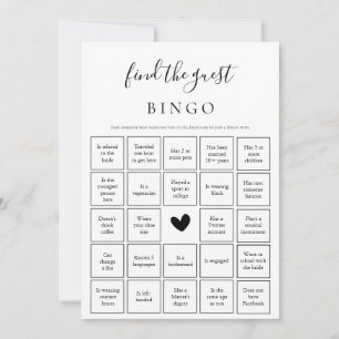 Find the Guest Bingo Game  Bridal Shower Card