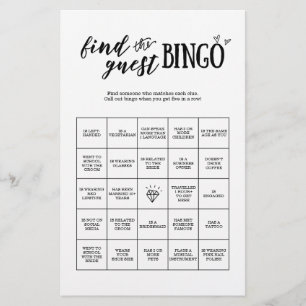 Find the Guest Bingo Game for Wedding or Bridal