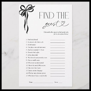 Find The Guest Black Bow Bridal Shower Game