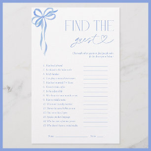 Find The Guest Blue Bow Bridal Shower Game